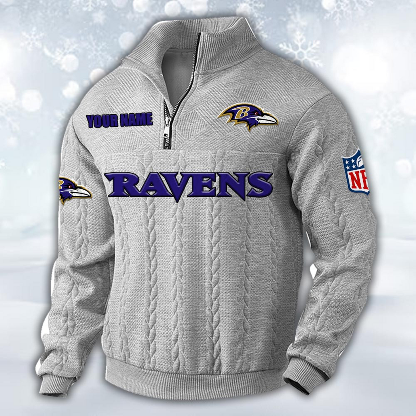 Premium BAL x NFL Cable Knit Quarter-Zip DATND TANTD