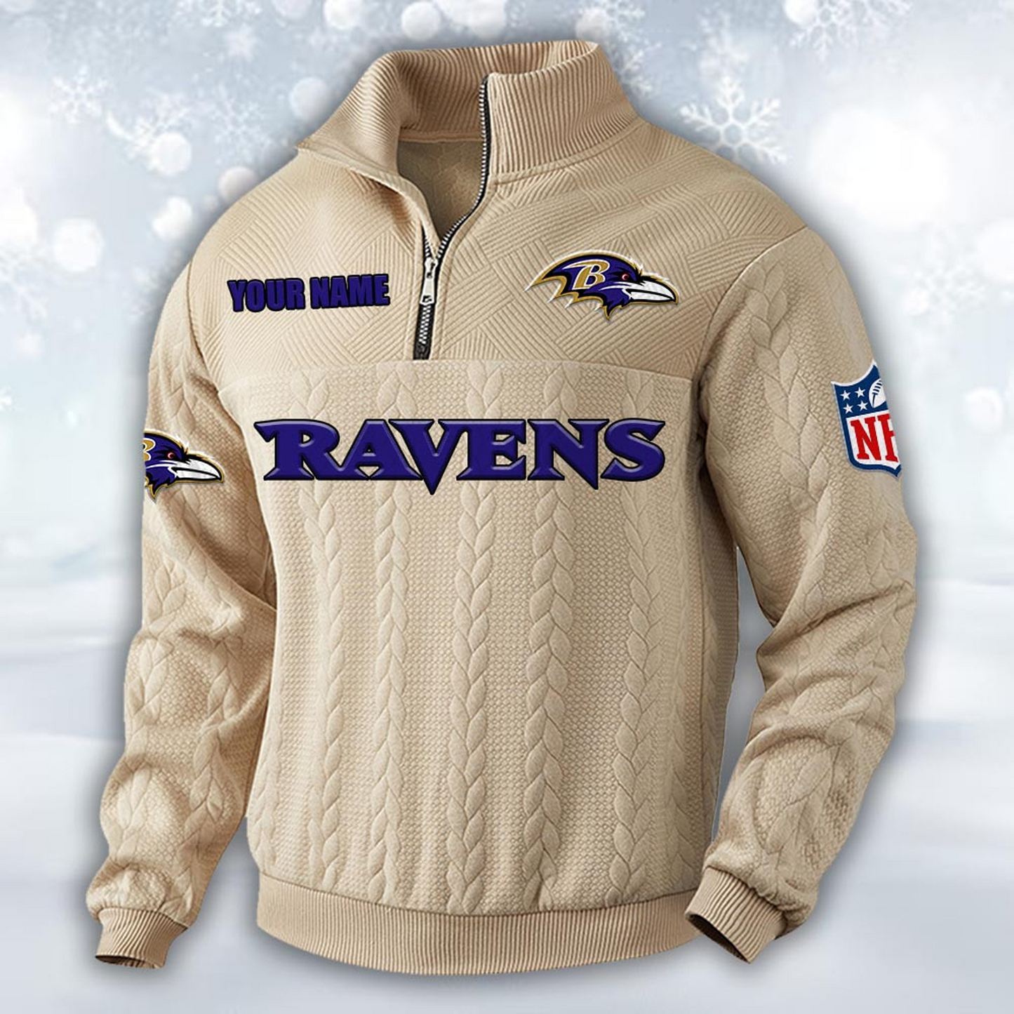 Premium BAL x NFL Cable Knit Quarter-Zip DATND TANTD