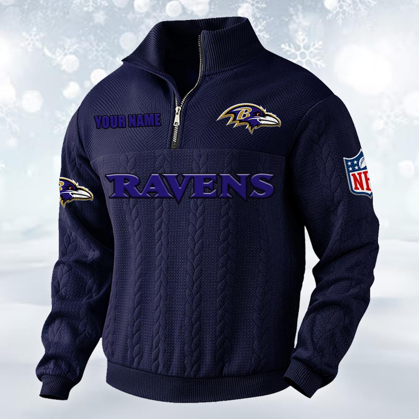 Premium BAL x NFL Cable Knit Quarter-Zip DATND TANTD
