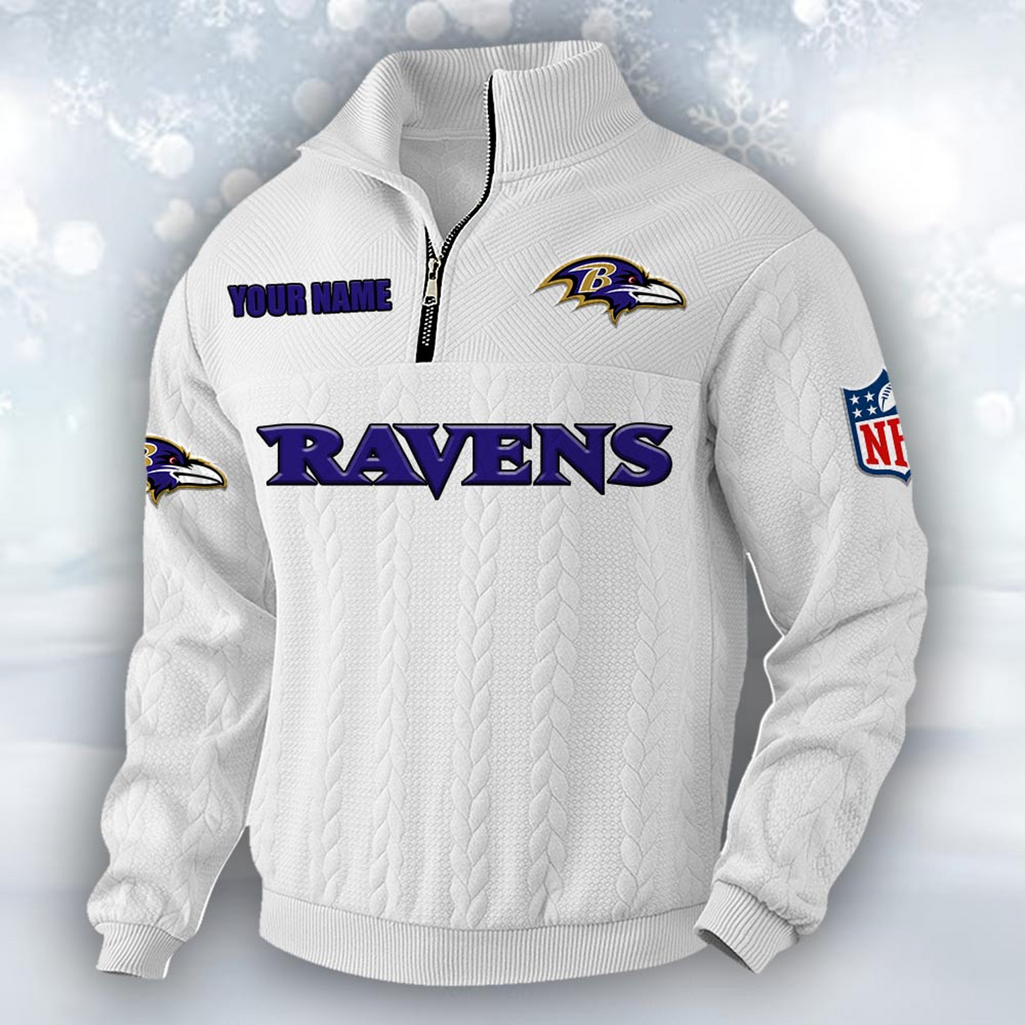 Premium BAL x NFL Cable Knit Quarter-Zip DATND TANTD