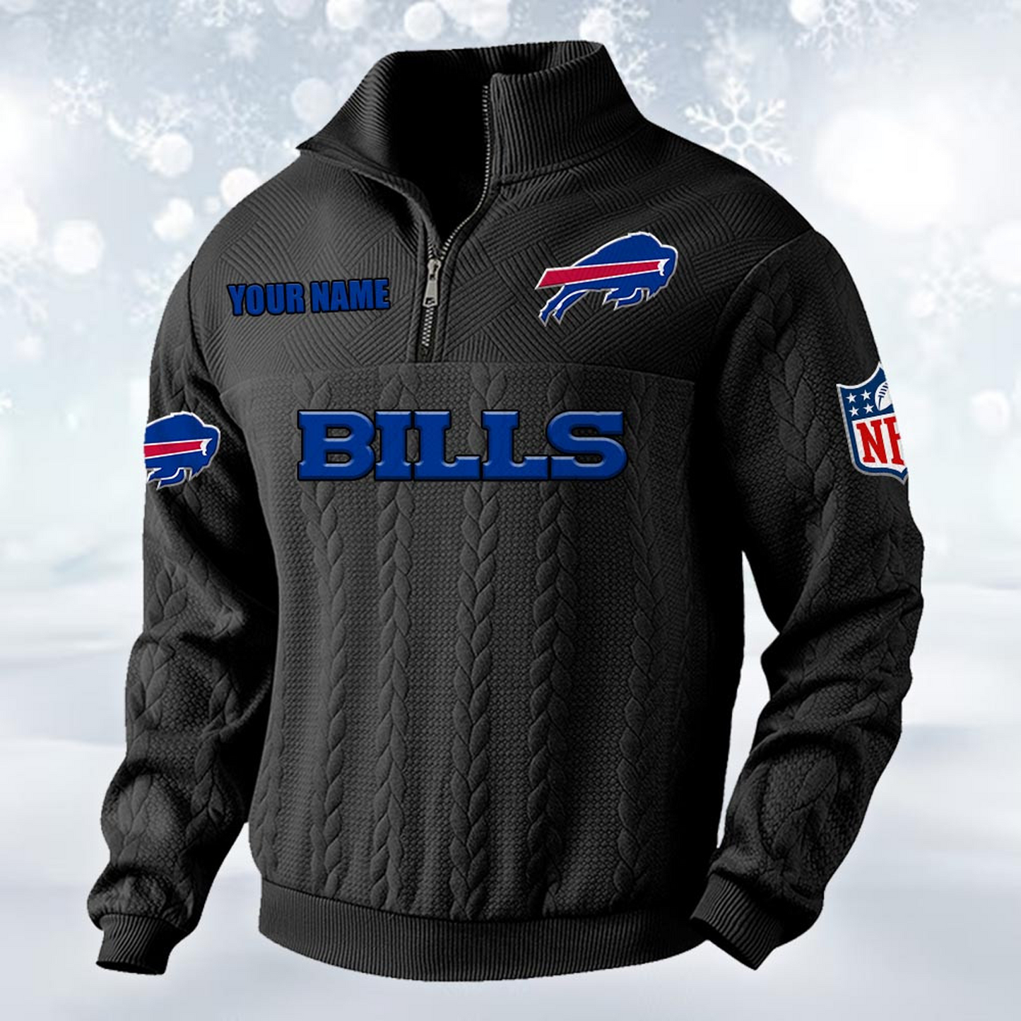 Premium BUF x NFL Cable Knit Quarter-Zip DATND TANTD