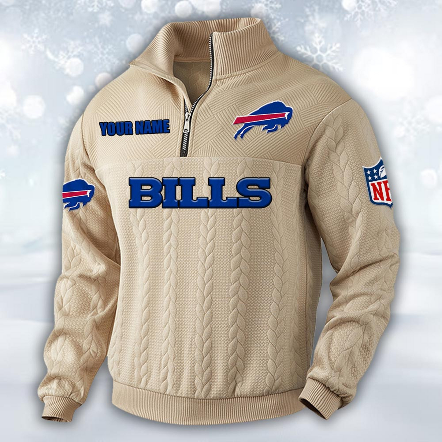 Premium BUF x NFL Cable Knit Quarter-Zip DATND TANTD