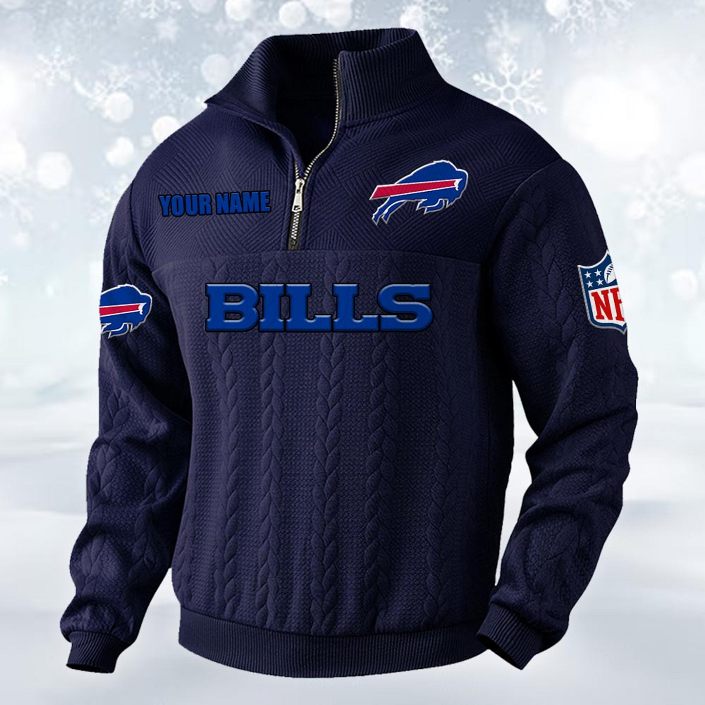 Premium BUF x NFL Cable Knit Quarter-Zip DATND TANTD