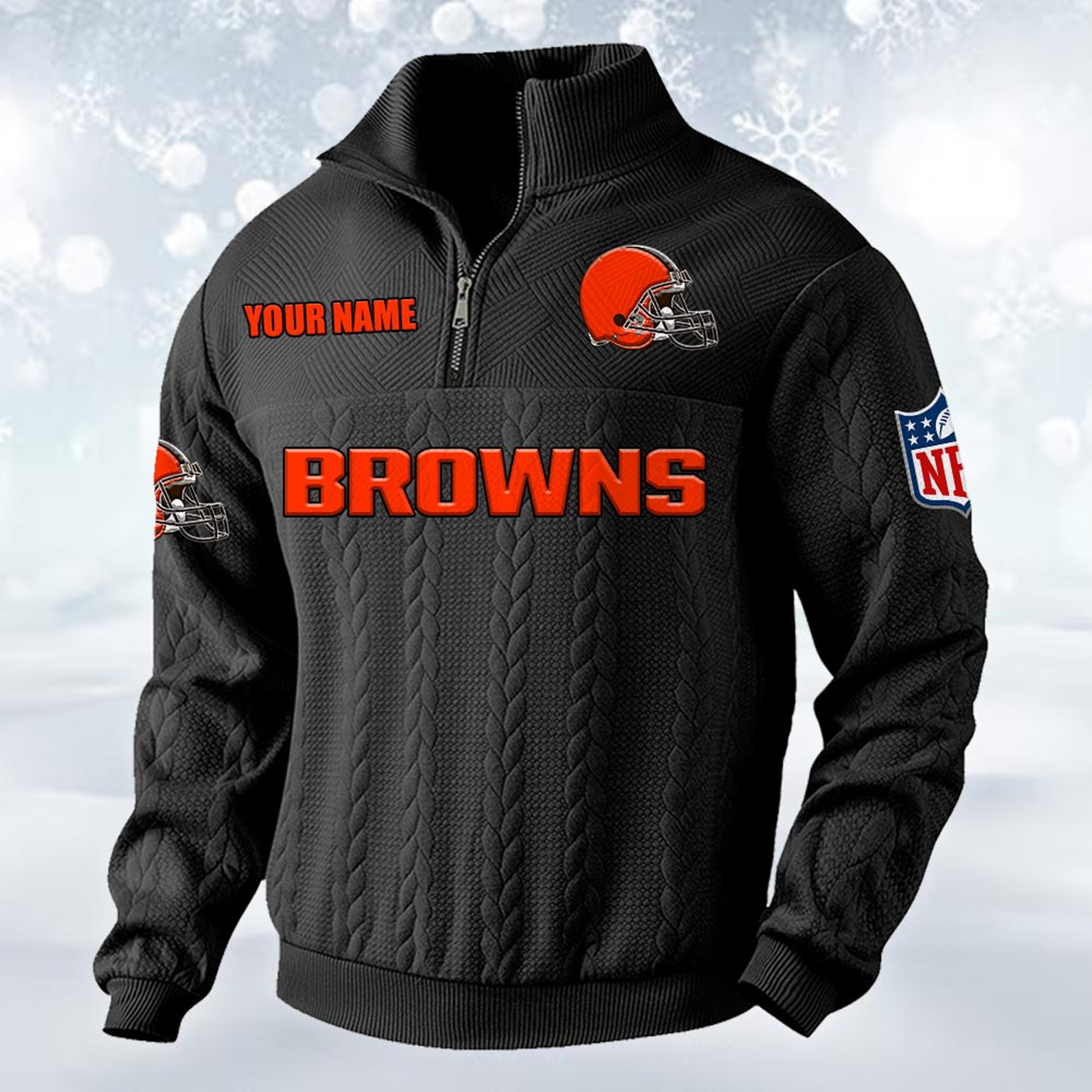Premium CLE x NFL Cable Knit Quarter-Zip DATND TANTD