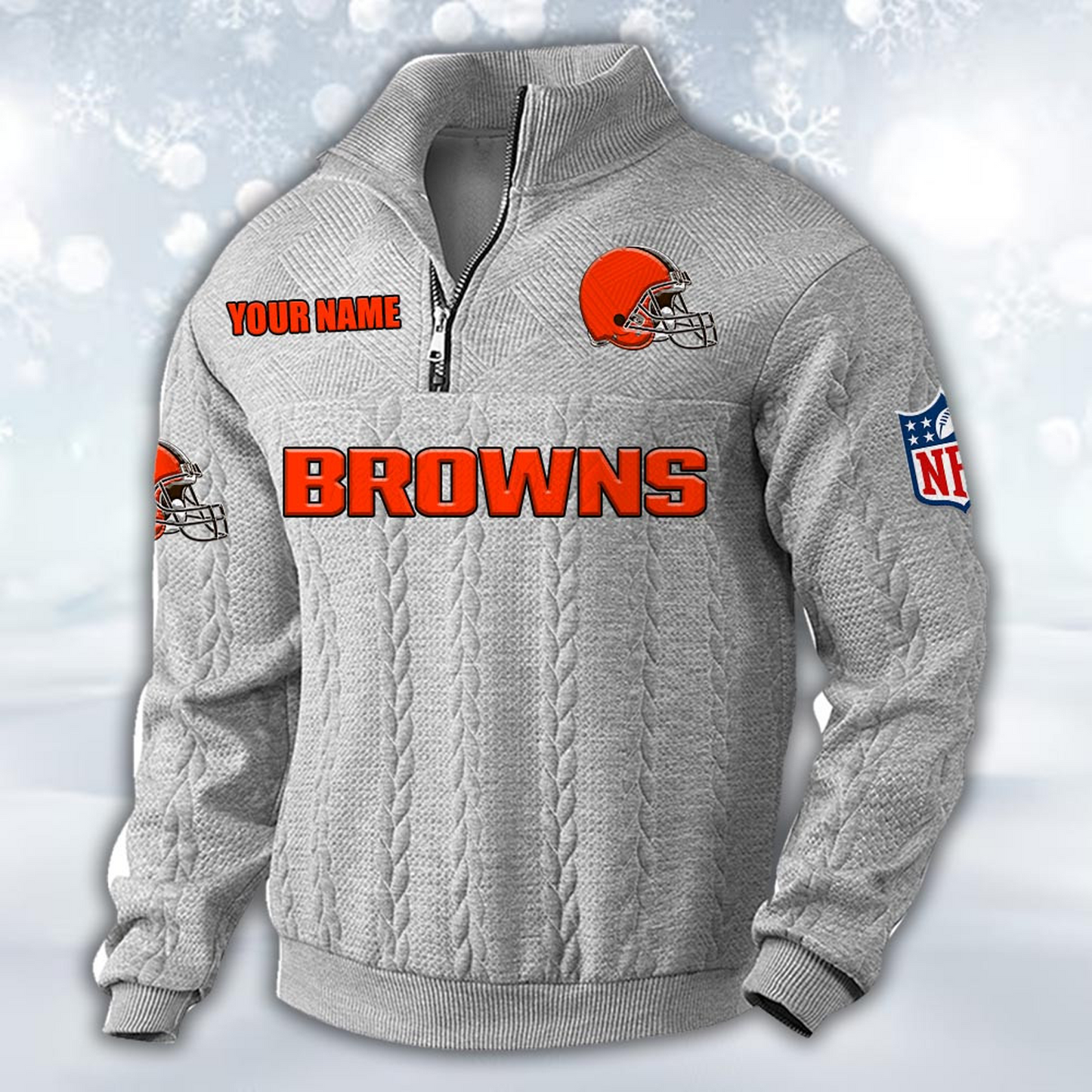 Premium CLE x NFL Cable Knit Quarter-Zip DATND TANTD