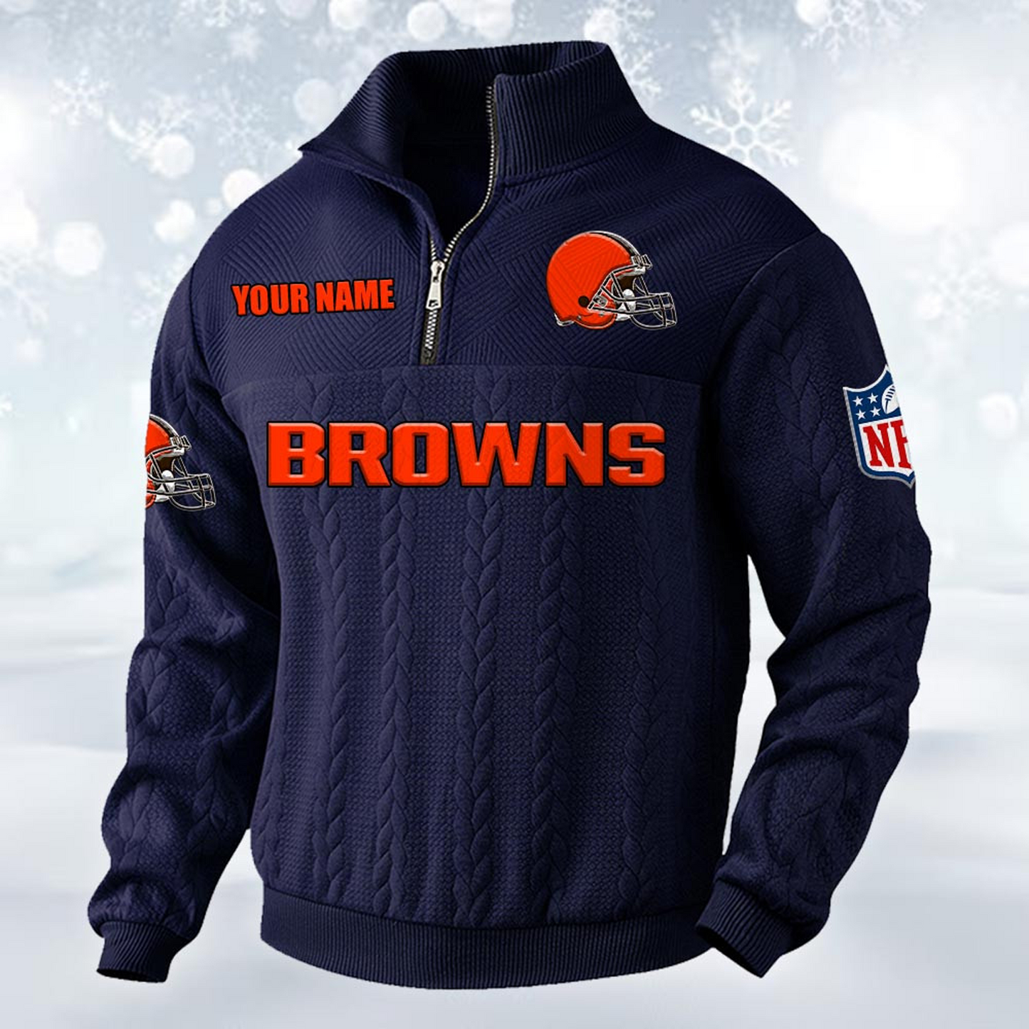 Premium CLE x NFL Cable Knit Quarter-Zip DATND TANTD
