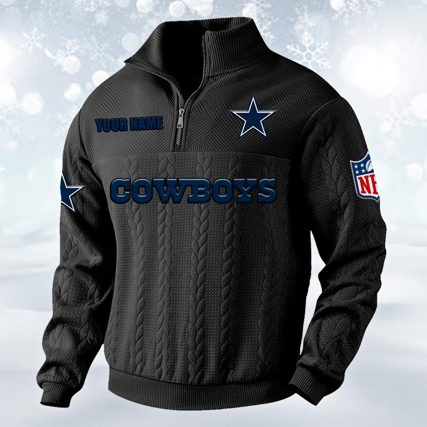 Premium DAL x NFL Cable Knit Quarter-Zip DATND TANTD