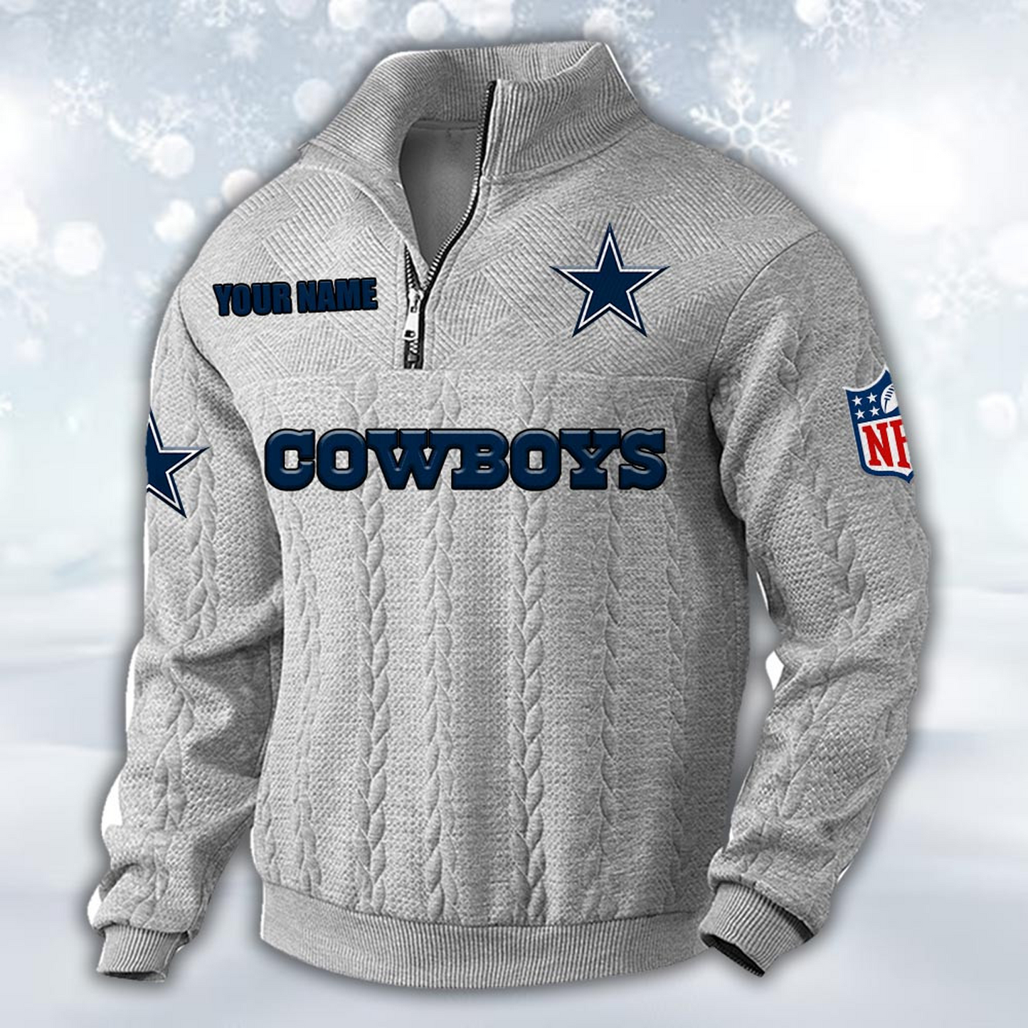 Premium DAL x NFL Cable Knit Quarter-Zip DATND TANTD