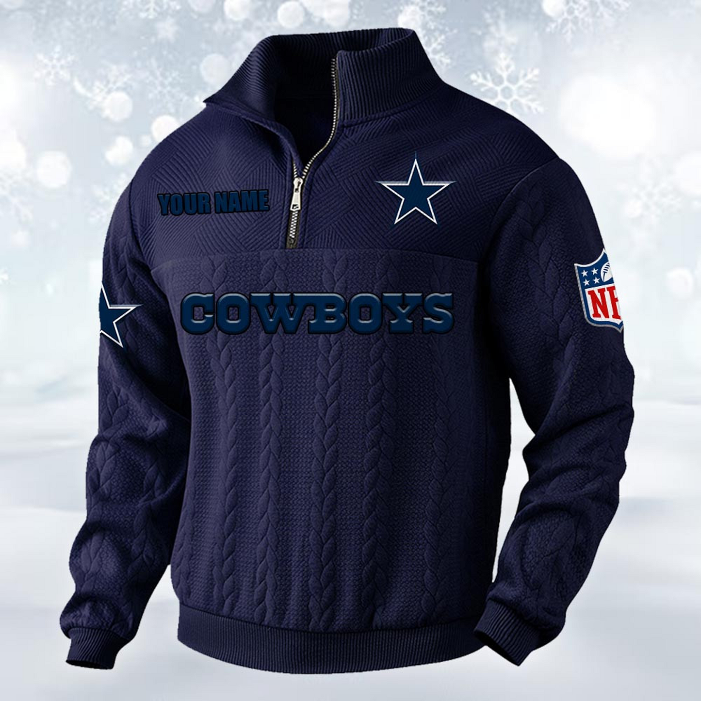 Premium DAL x NFL Cable Knit Quarter-Zip DATND TANTD