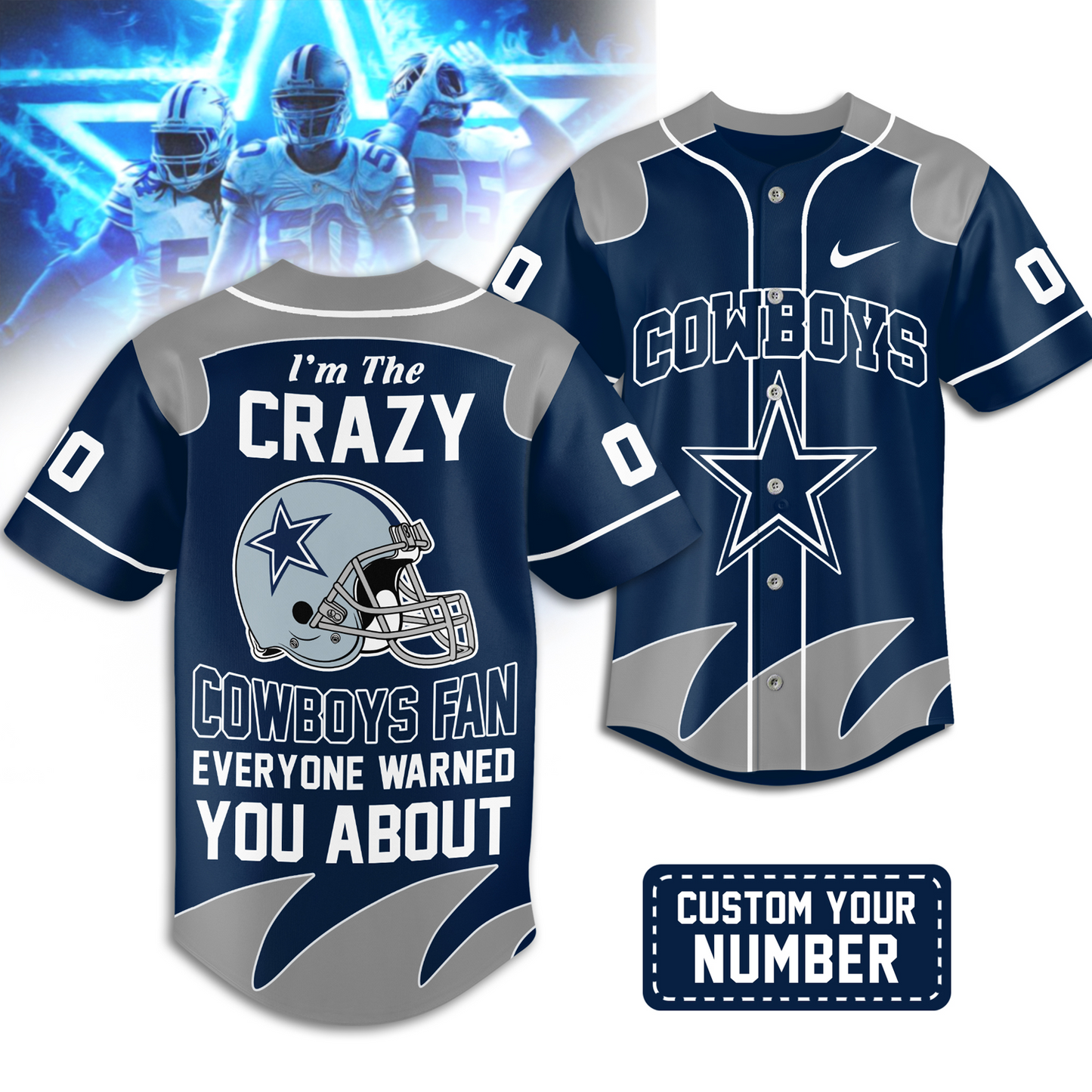 Premium DAL x NFL Crazy Football Fan Personalized Jersey DATND TANTD