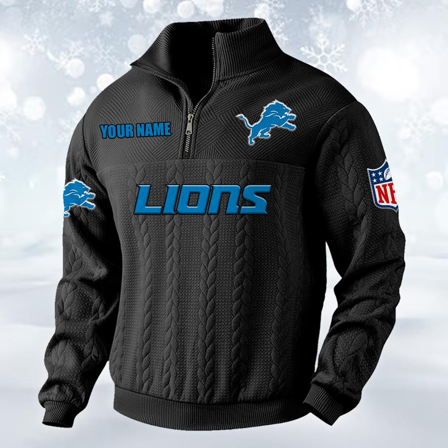 Premium DET x NFL Cable Knit Quarter-Zip DATND TANTD