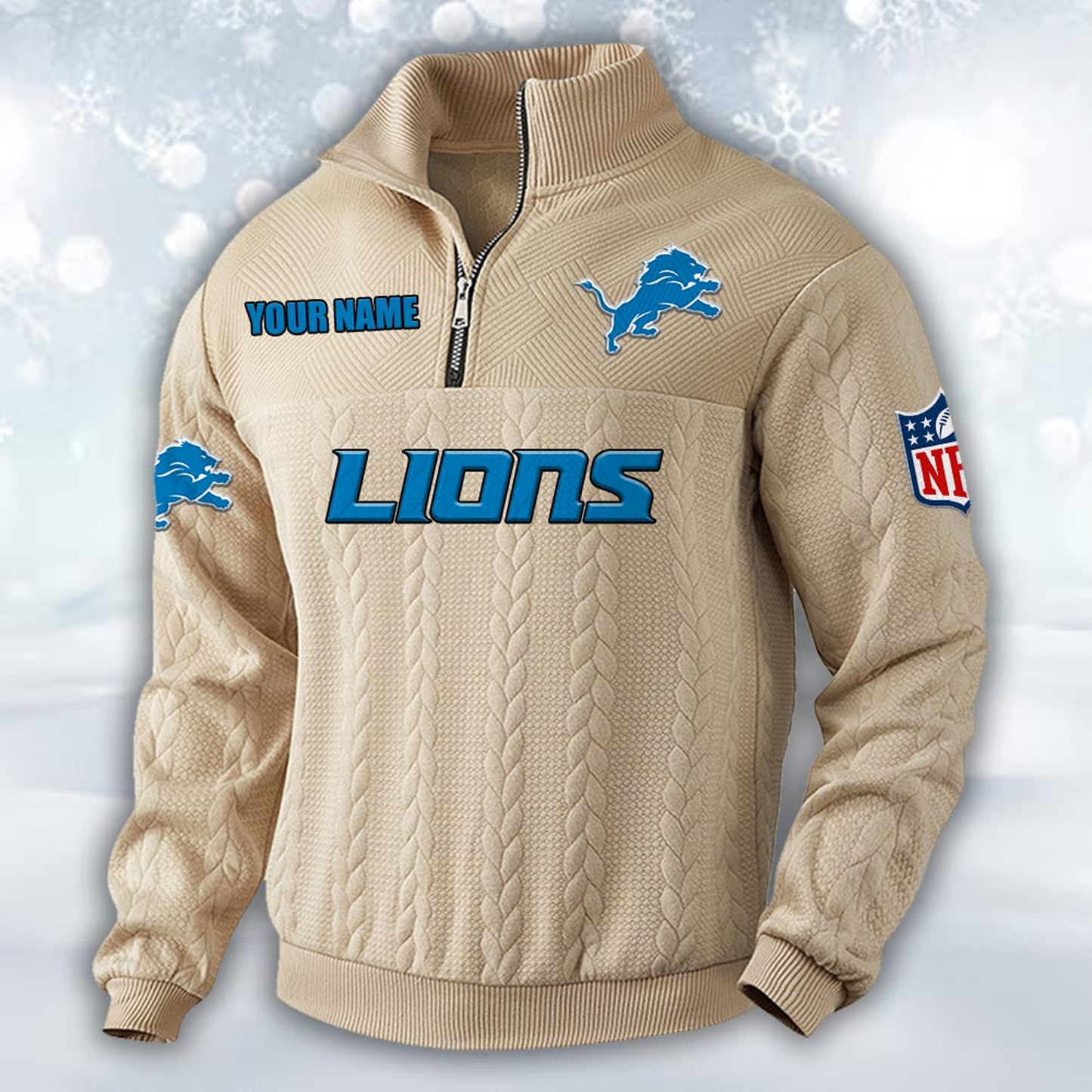 Premium DET x NFL Cable Knit Quarter-Zip DATND TANTD