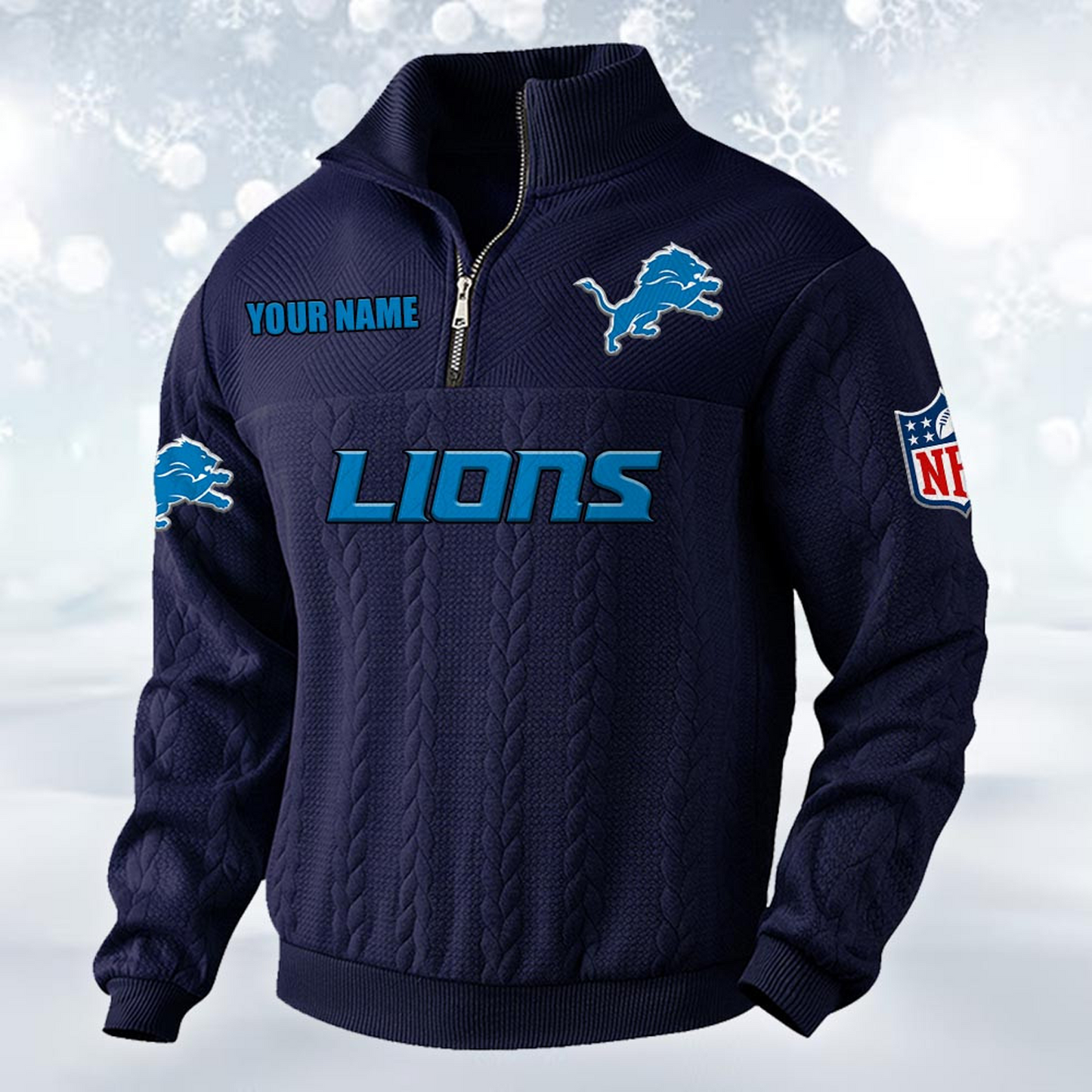 Premium DET x NFL Cable Knit Quarter-Zip DATND TANTD