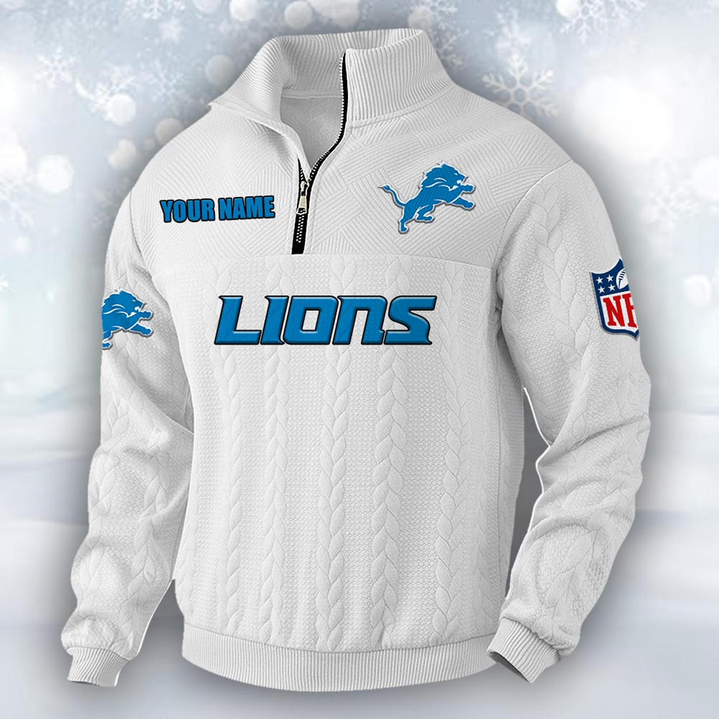 Premium DET x NFL Cable Knit Quarter-Zip DATND TANTD