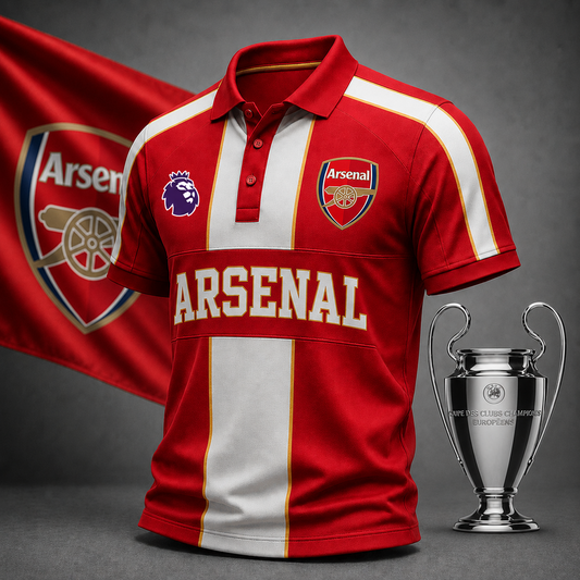 Premium EPL x ARS Heritage Stripe Rugby Polo Shirt