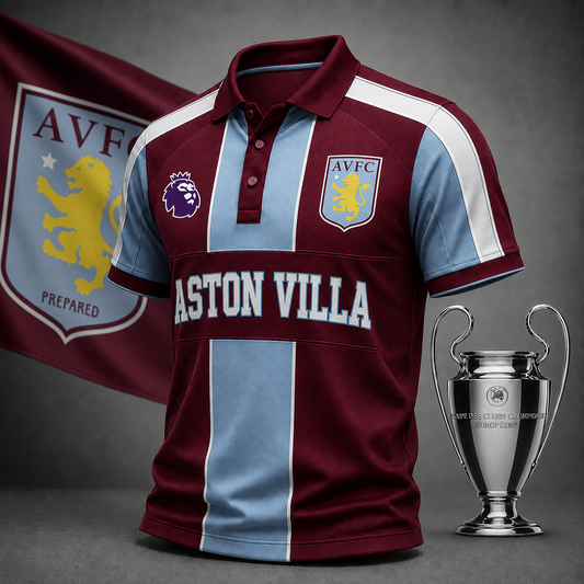 Premium EPL x AVL Heritage Stripe Rugby Polo Shirt