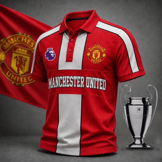 Premium EPL x MU Heritage Stripe Rugby Polo Shirt
