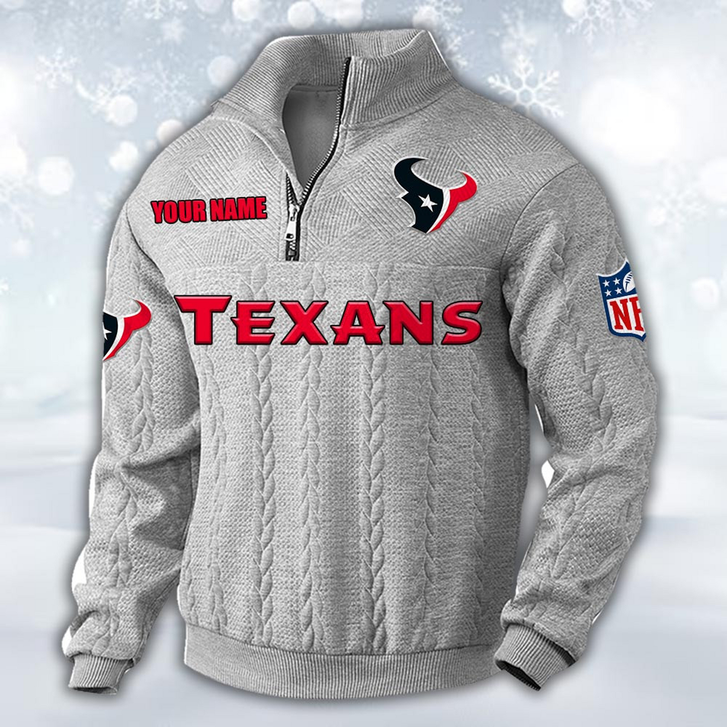 Premium HOU x NFL Cable Knit Quarter-Zip DATND TANTD