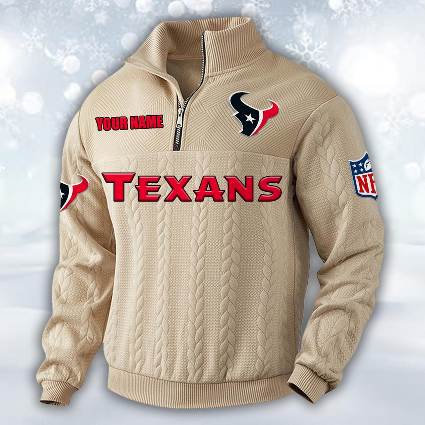 Premium HOU x NFL Cable Knit Quarter-Zip DATND TANTD