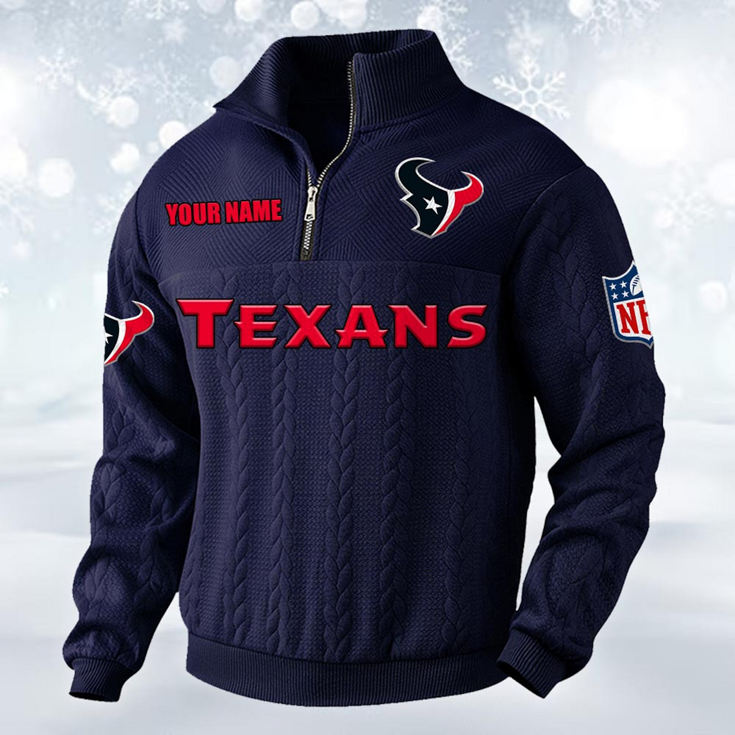 Premium HOU x NFL Cable Knit Quarter-Zip DATND TANTD