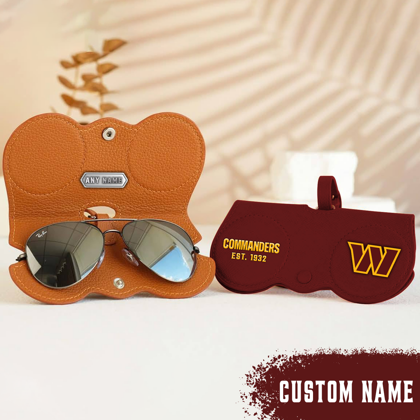 Premium Leather X NFL WAS Folding Eyewear Case NDT TDT