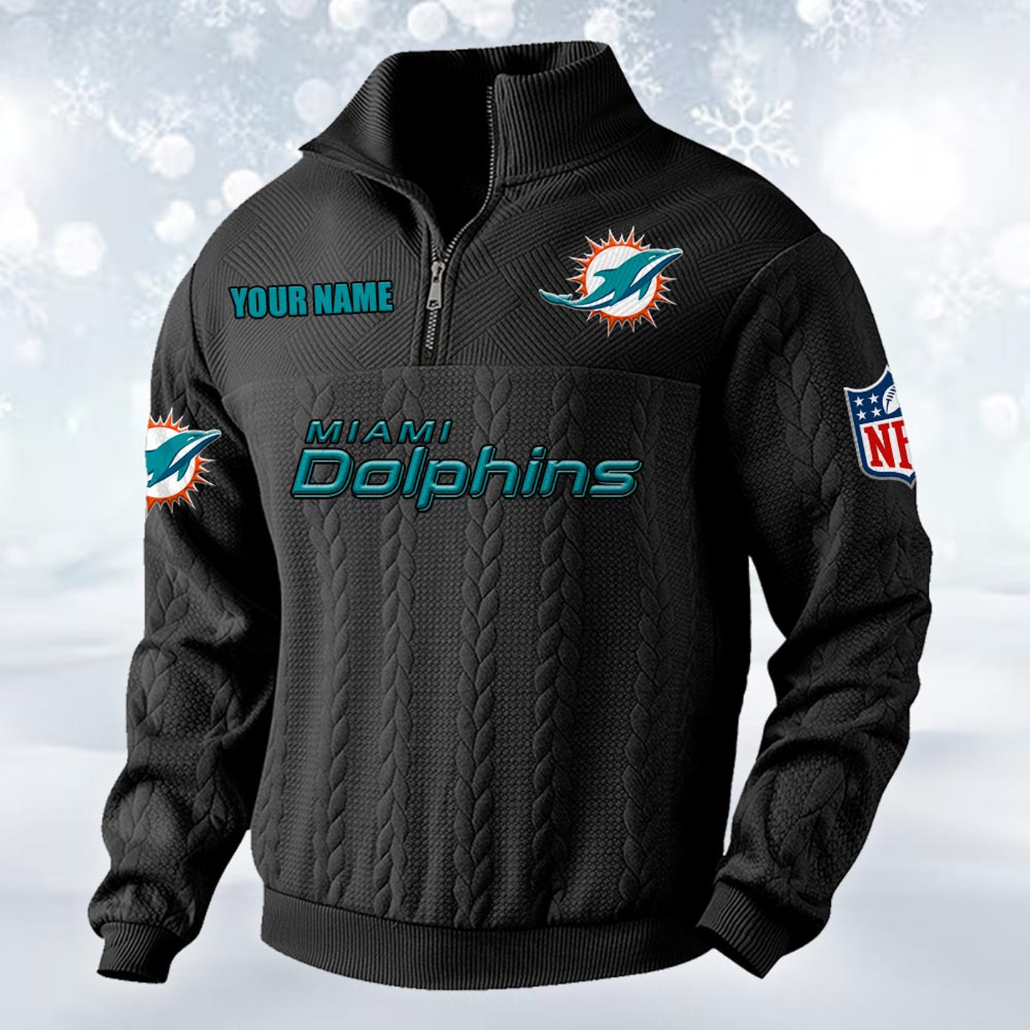 Premium MIA x NFL Cable Knit Quarter-Zip DATND TANTD