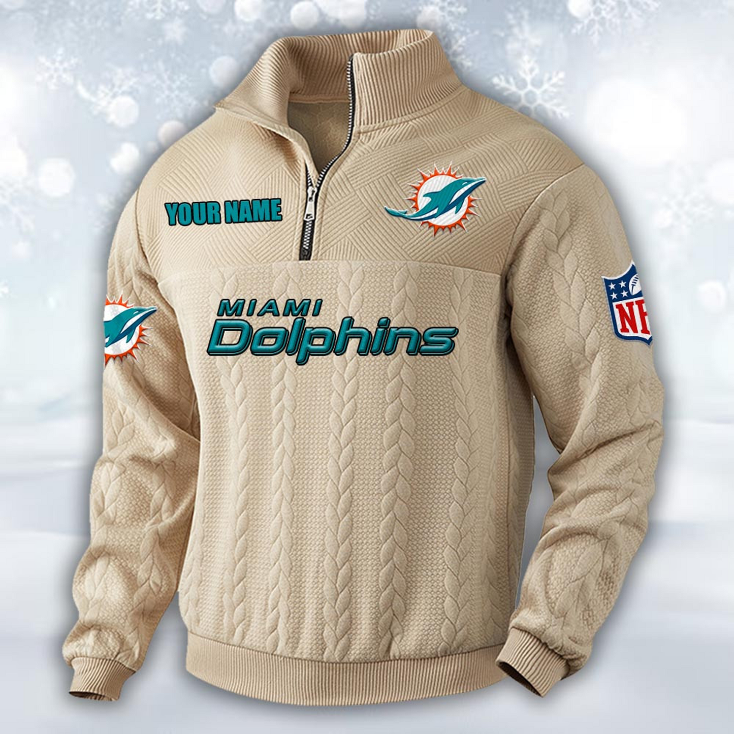 Premium MIA x NFL Cable Knit Quarter-Zip DATND TANTD