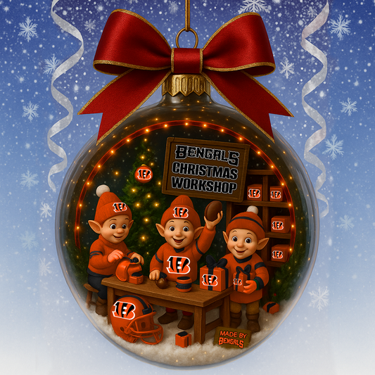 Premium NFL CIN Snow Globe Ornament V1 NMD TTV