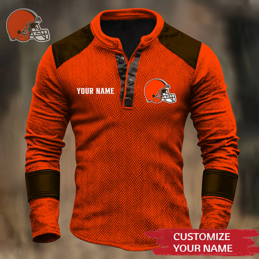Premium NFL CLE Button Down Jacket V1 NMD NHM