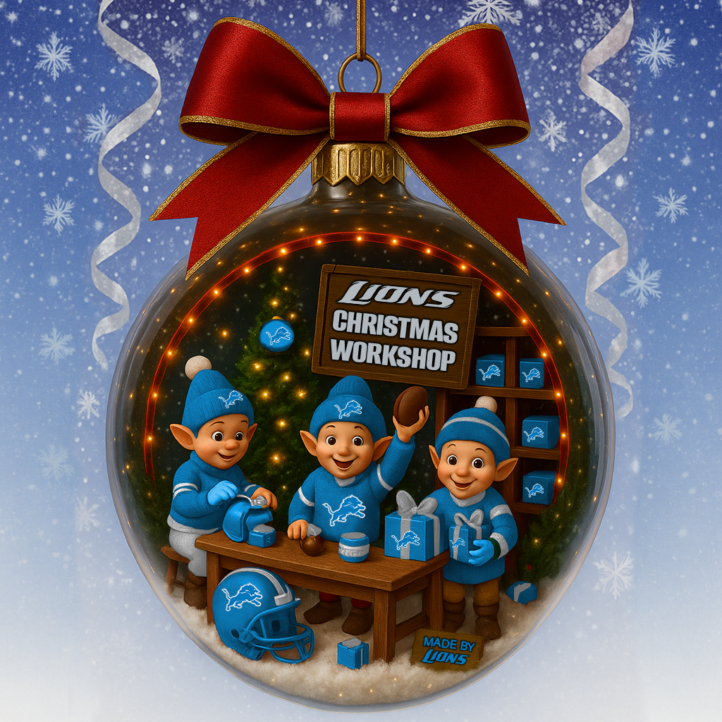 Premium NFL DET Snow Globe Ornament V1 NMD TTV