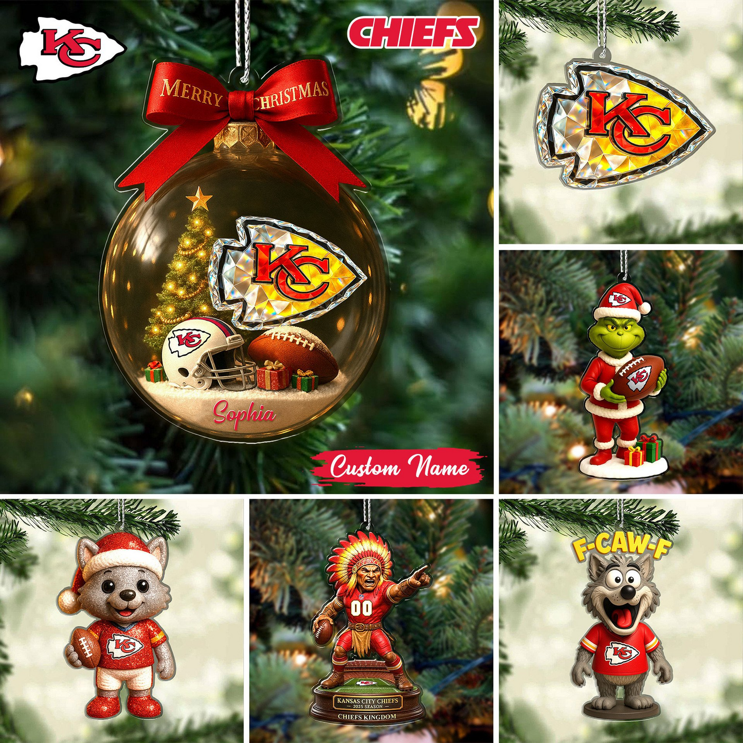Premium NFL KC Chrismast Ornament V4 NMD TTV
