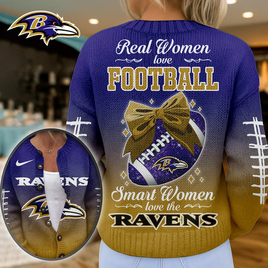 Premium NFL X BAL Smart Woman Love Football Cozy Split Knit Cardigan NDT NHM