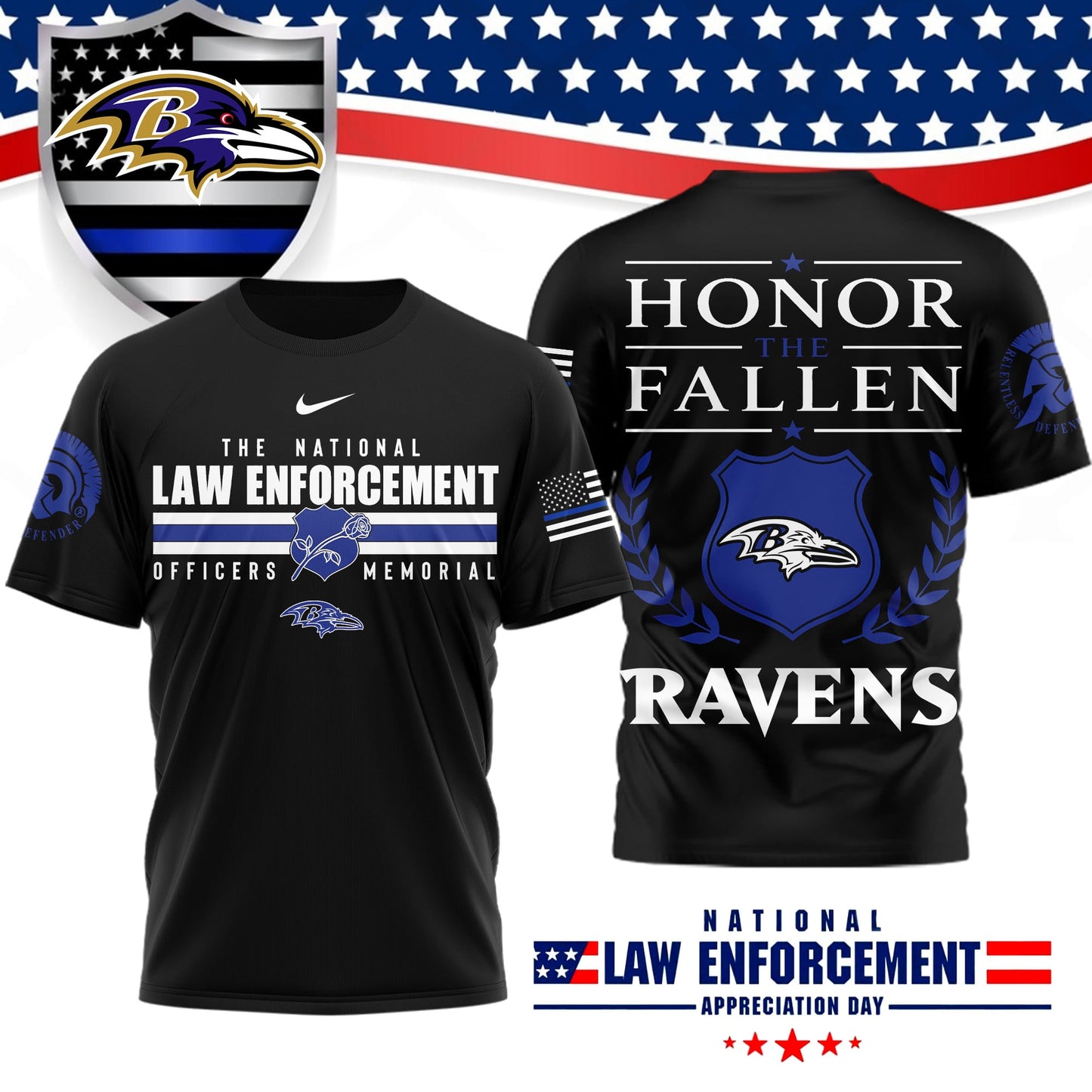 Premium NFL X BAL The National Law Enforcement 3D Shirt NDT LVH 050626