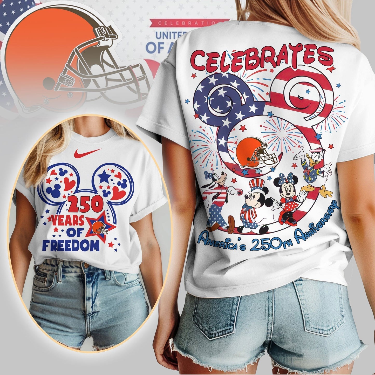 Premium NFL X CB Mouse  Celebrates America 250th Anniversary Women Shirt NDT LVH