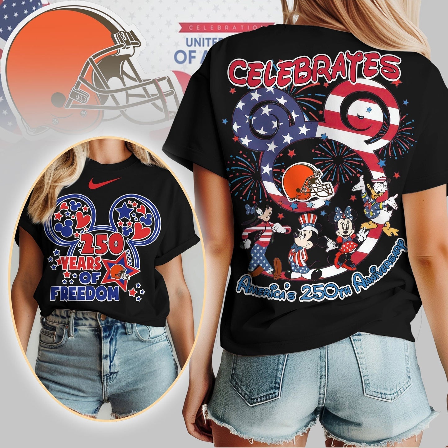 Premium NFL X CB Mouse  Celebrates America 250th Anniversary Women Shirt NDT LVH