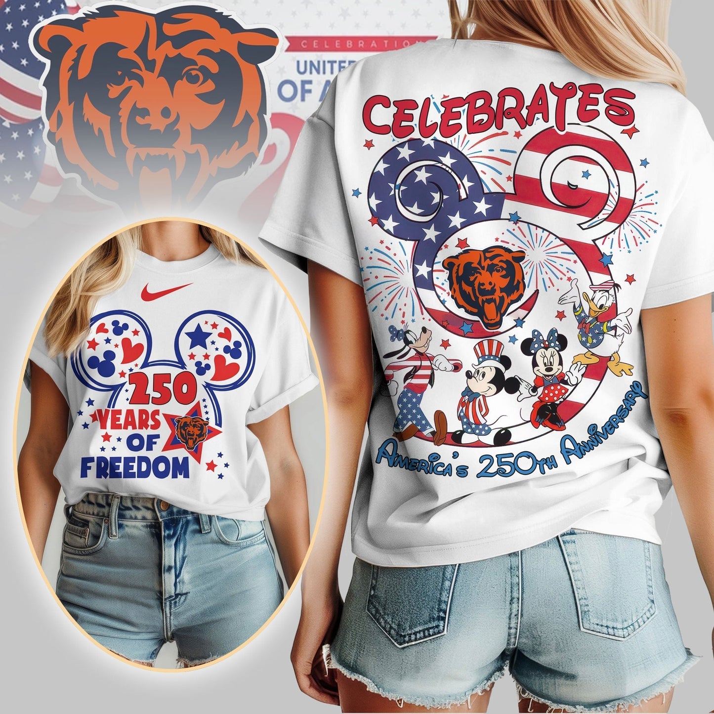 Premium NFL X CB1 Mouse  Celebrates America 250th Anniversary Women Shirt NDT LVH