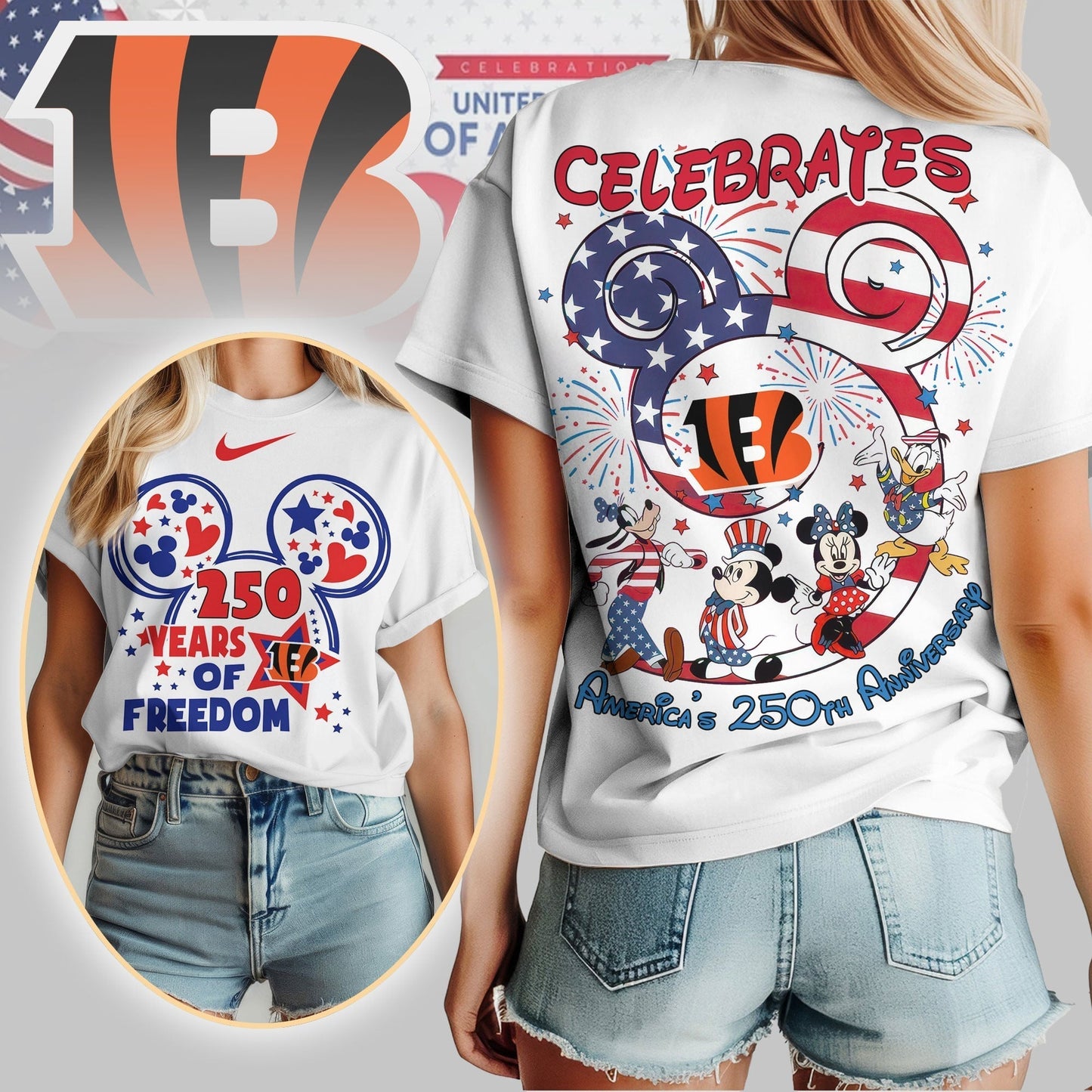 Premium NFL X CB2 Mouse  Celebrates America 250th Anniversary Women Shirt NDT LVH