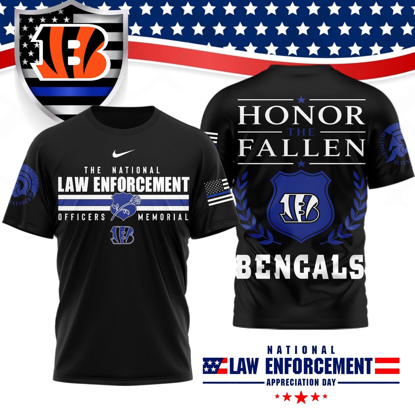 Premium NFL X CIN The National Law Enforcement 3D Shirt NDT LVH 050626