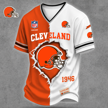 Premium NFL X CLE Game Day Streetwear V-neck  Shirt NDT VHM 040626