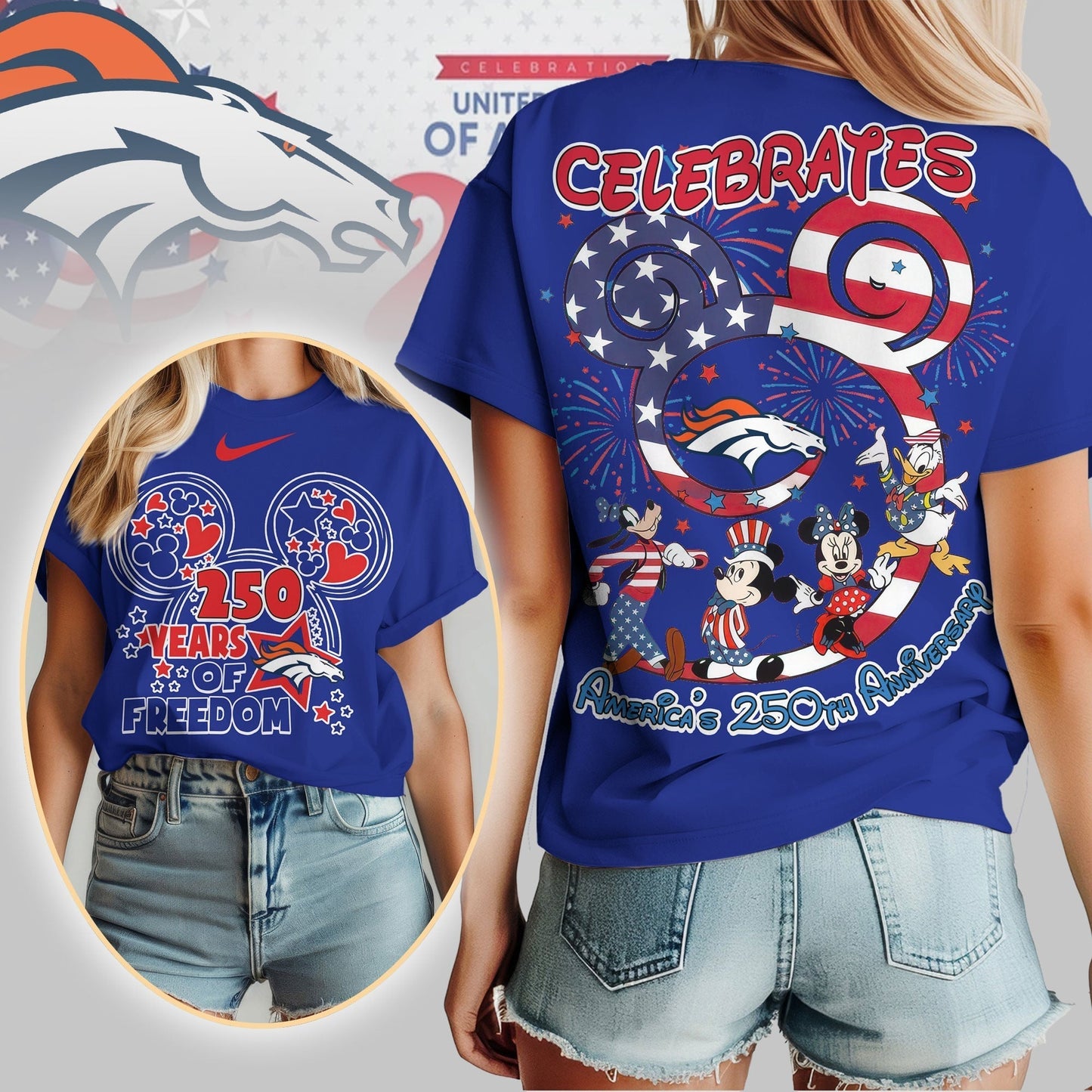 Premium NFL X DB Mouse  Celebrates America 250th Anniversary Women Shirt NDT LVH