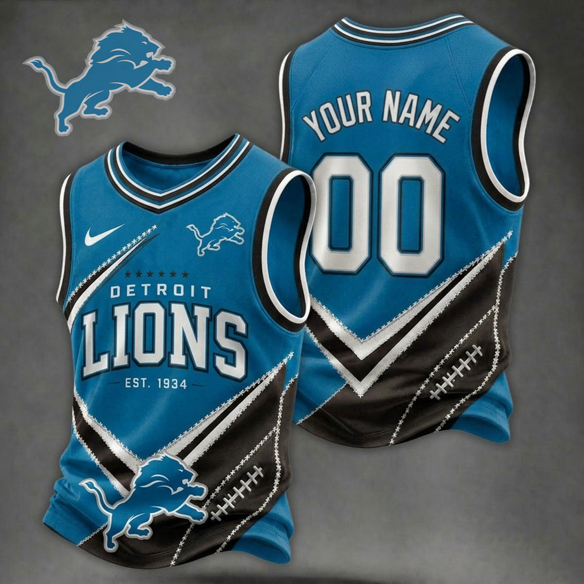 Premium NFL X DET Game Day V-neck Tank Top Shirt V33 NDT NHM 080626