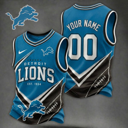 Premium NFL X DET Game Day V-neck Tank Top Shirt V33 NDT NHM 080626
