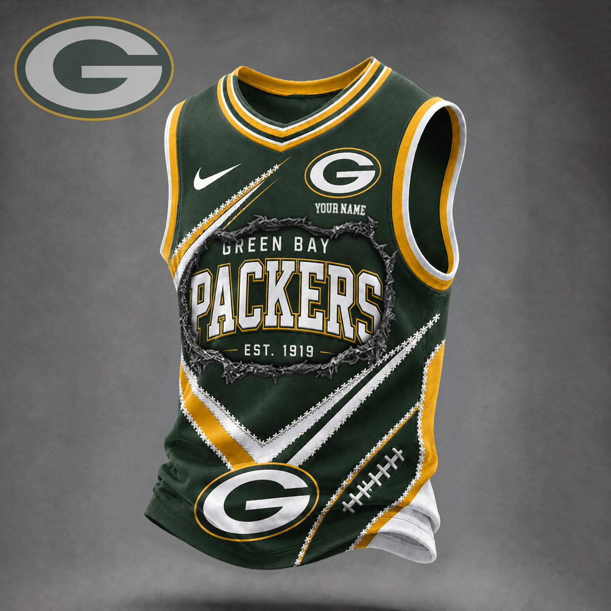 Premium NFL X GB Game Day V-Neck Tank Top Shirt V3 NDT NHM 080626