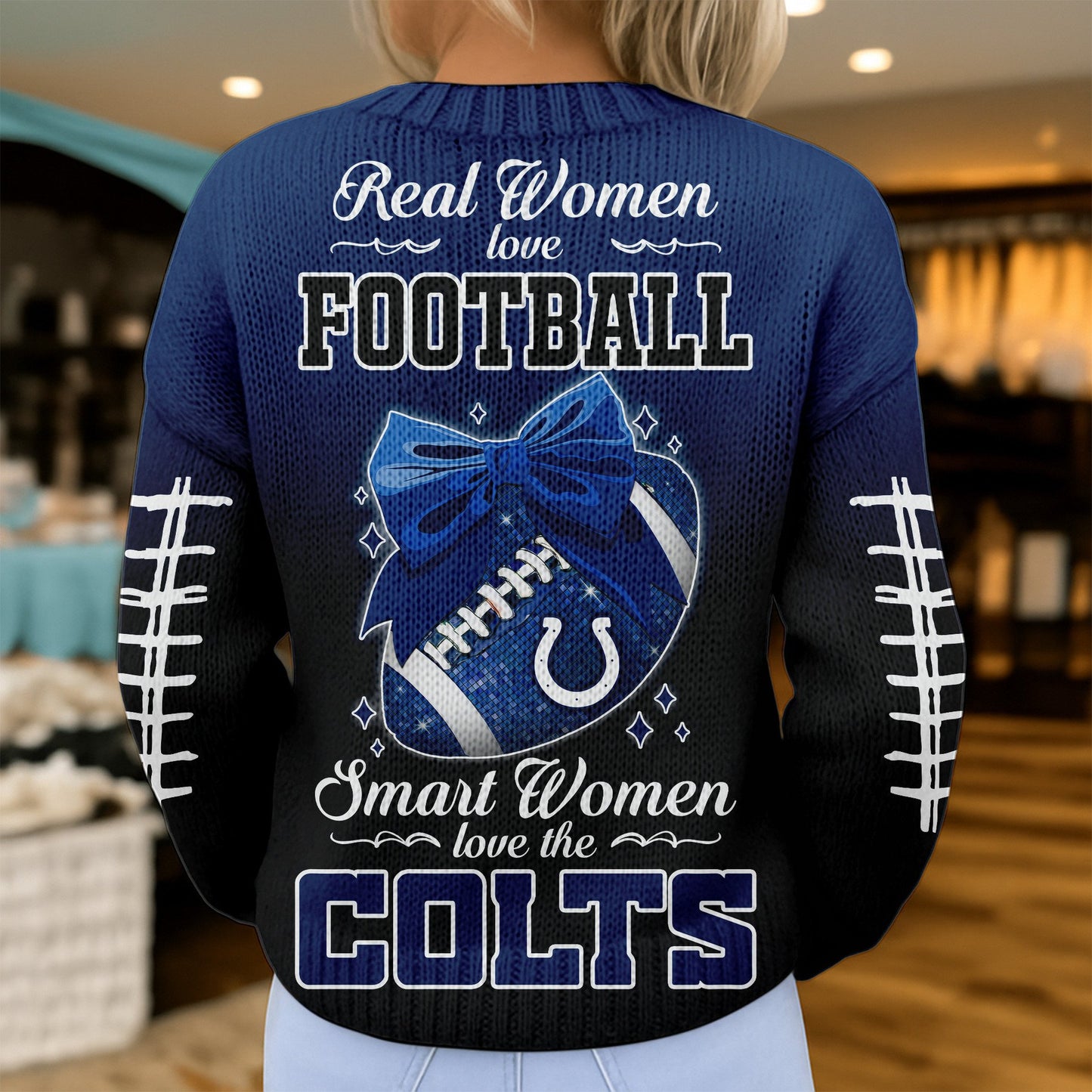 Premium NFL X IND Smart Woman Love Football Cozy Split Knit Cardigan NDT NHM