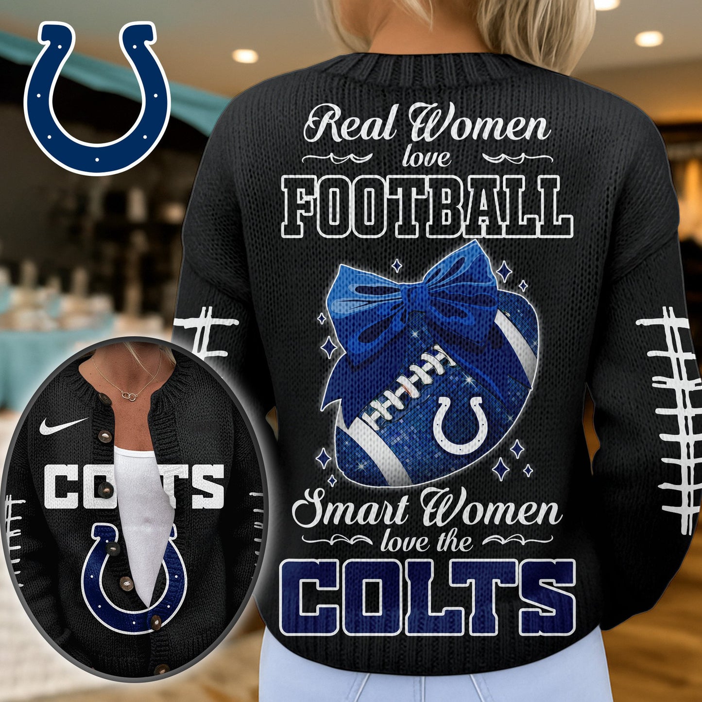 Premium NFL X IND Smart Woman Love Football Cozy Split Knit Cardigan NDT NHM