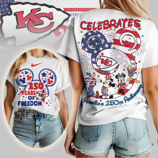 Premium NFL X KCC Mouse  Celebrates America 250th Anniversary Women Shirt NDT LVH