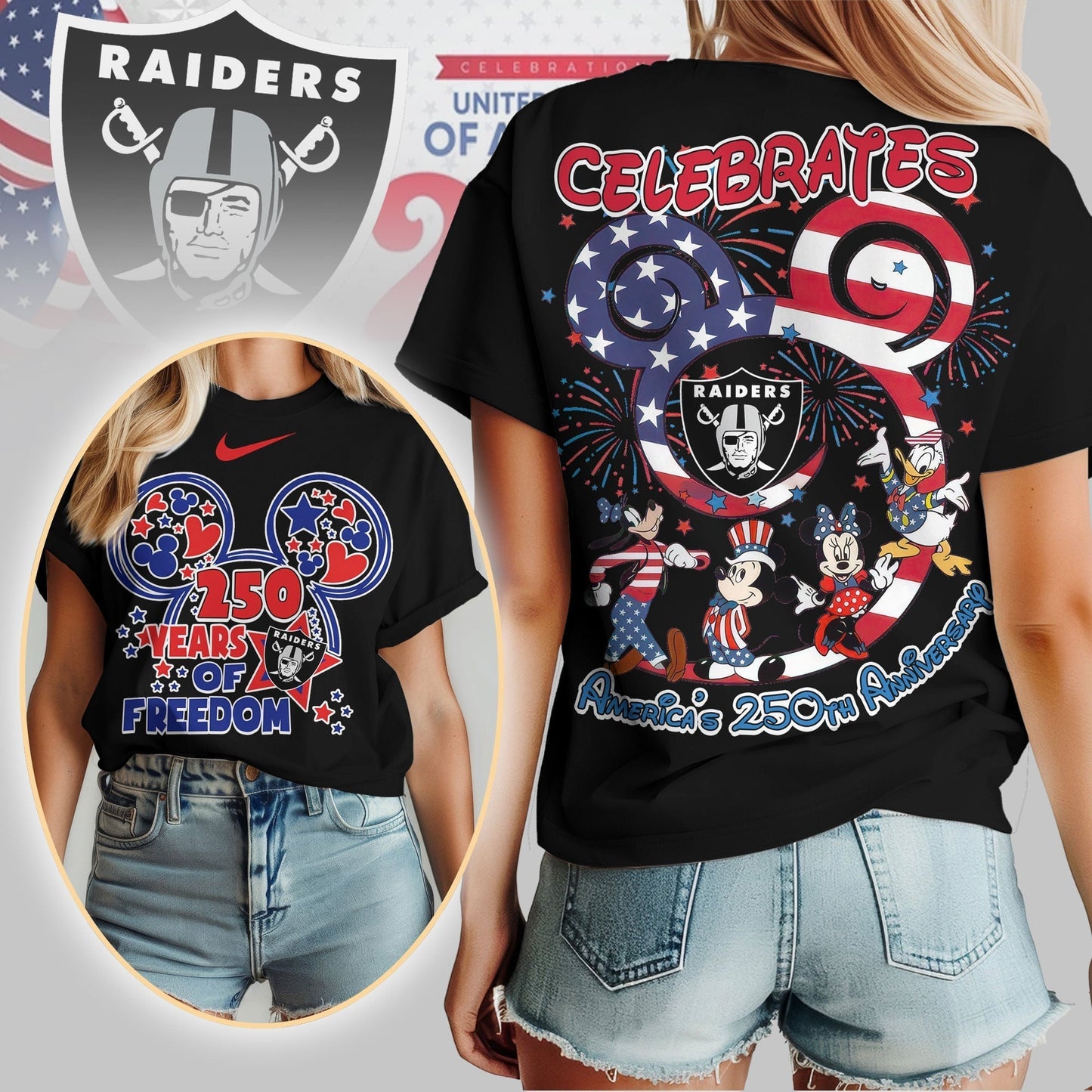Premium NFL X LVR Mouse  Celebrates America 250th Anniversary Women Shirt NDT LVH