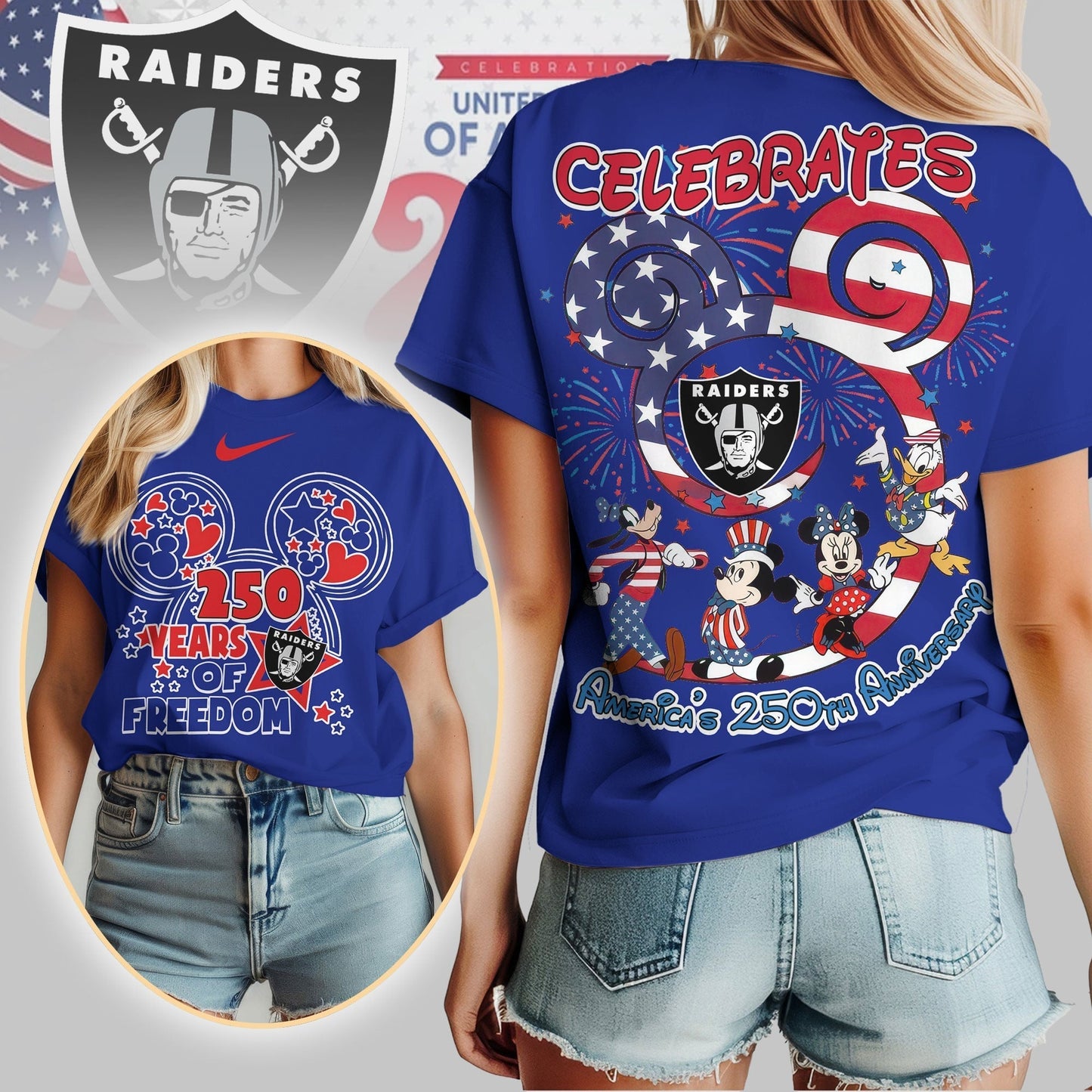 Premium NFL X LVR Mouse  Celebrates America 250th Anniversary Women Shirt NDT LVH