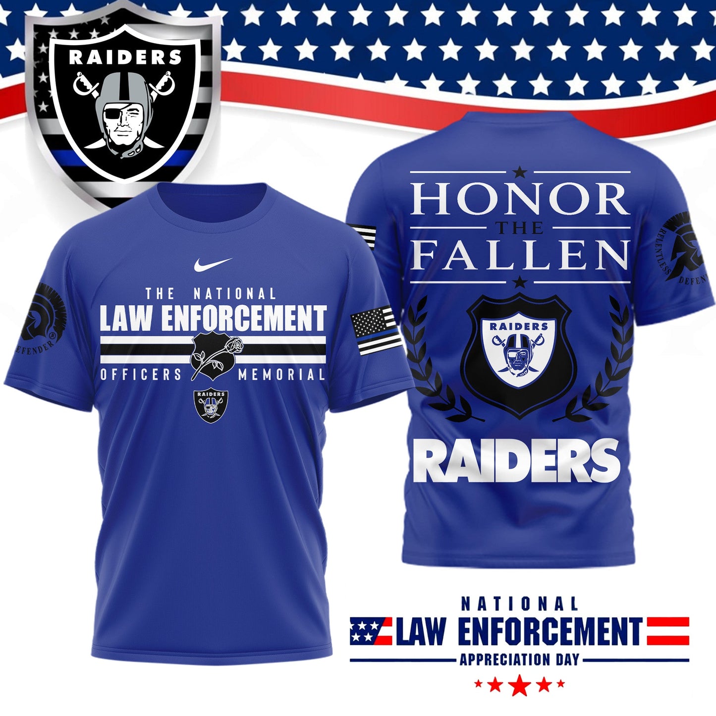 Premium NFL X LVR The National Law Enforcement 3D Shirt NDT LVH 050626