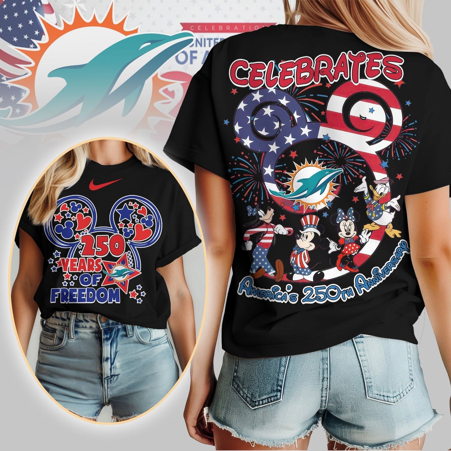 Premium NFL X MD Mouse  Celebrates America 250th Anniversary Women Shirt NDT LVH